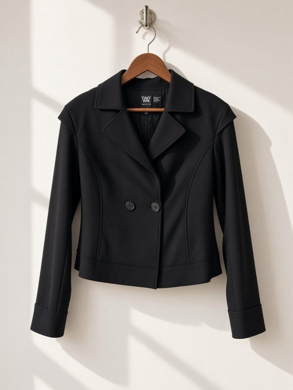 W BY WORTH BLACK WOOL EXPOSED SEAM JACKET